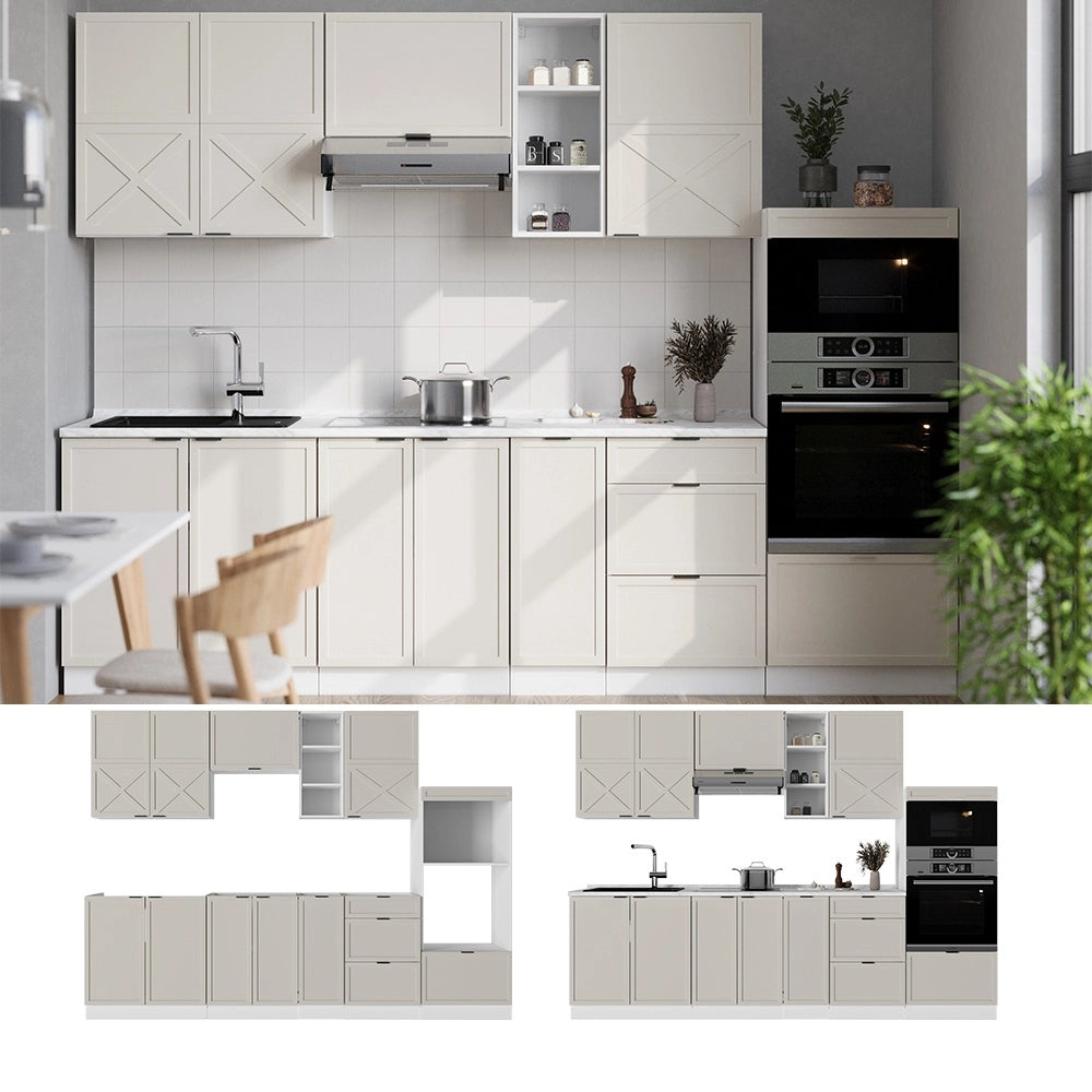 Cucina componibile Fame-Line GrigioBeige/Bianco 280 cm, PL Antracite Vicco