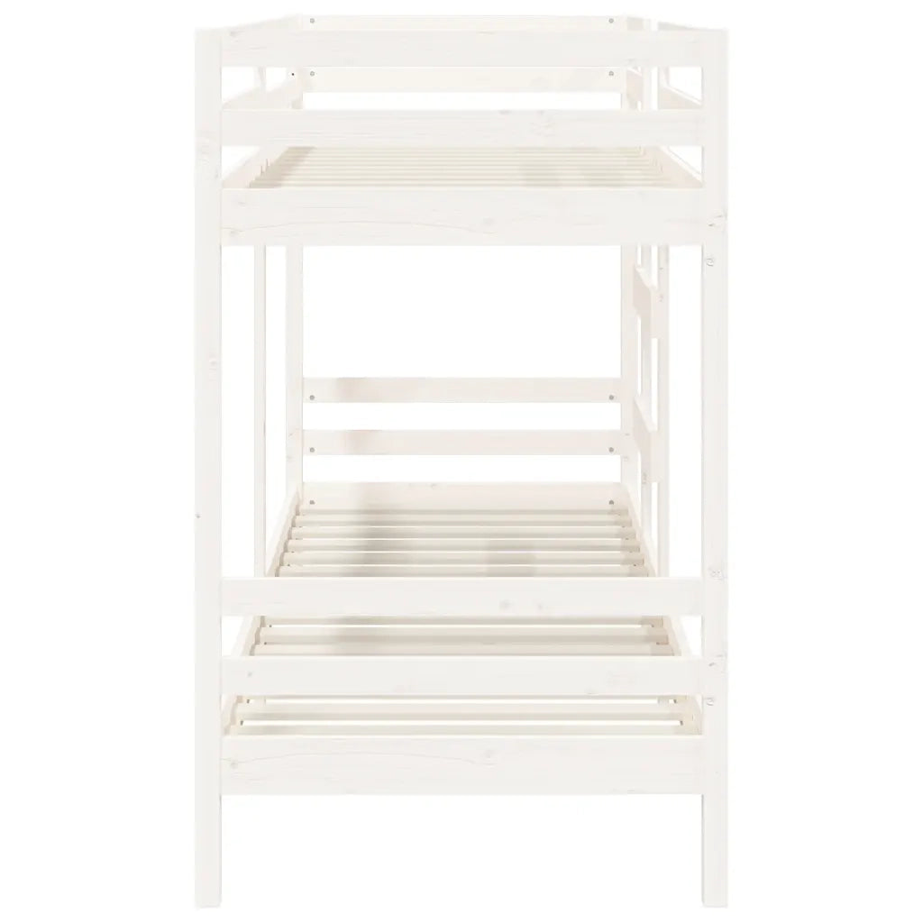 Letto a Castello Bianco 80x200 cm in Legno Massello di Pino