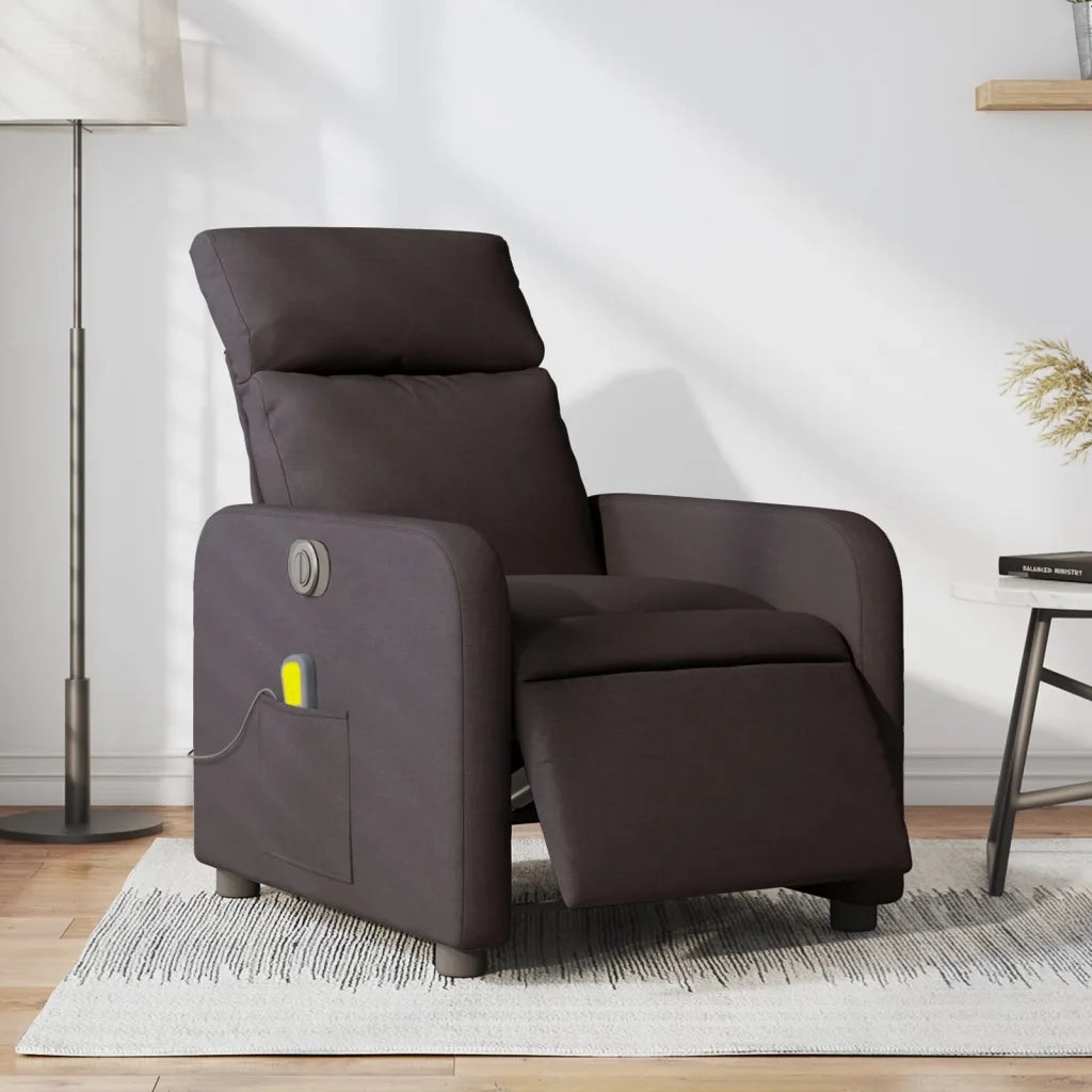 Divano Sedia-Poltrona Massaggio Reclinabile Elettrica Marrone Scuro Tessuto 796280