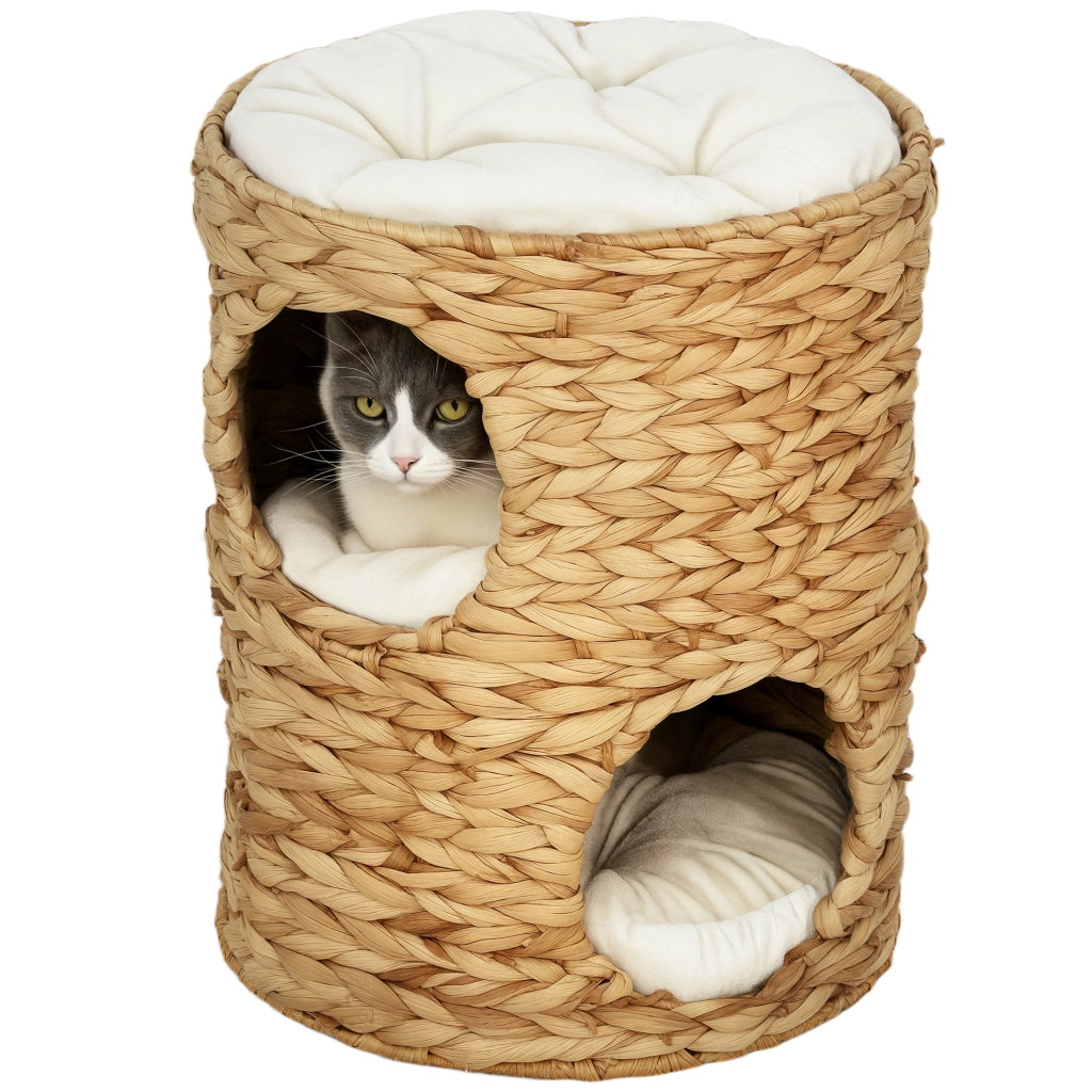 Tiragraffi a Torre con 2 Cucce e Cuscino ¨C Xylo ¨C Giacinto d'Acqua Marrone Chiaro 50cm