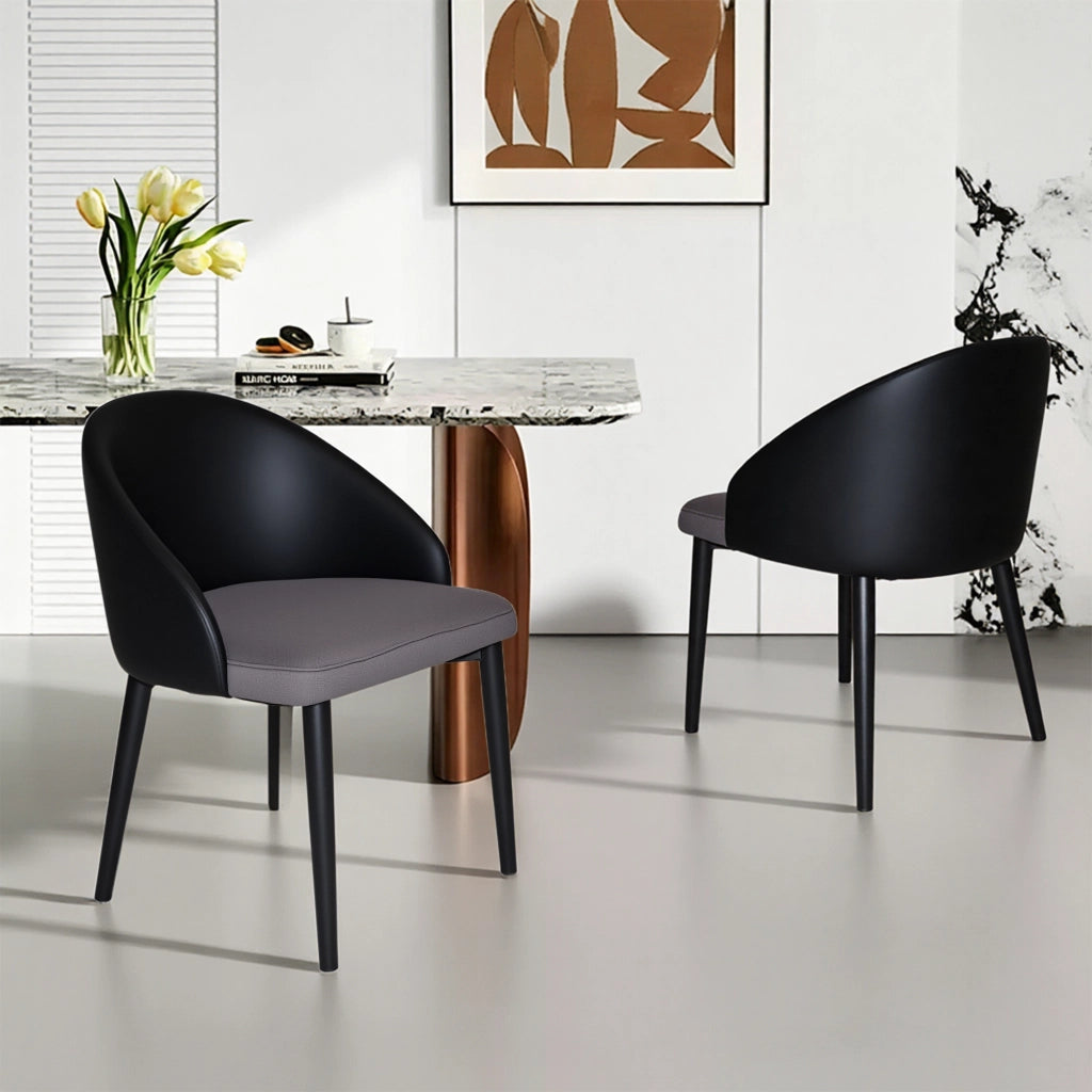 SEDIA da pranzo moderna Set da 2 pezzi, grigio, PU e struttura in acciaio