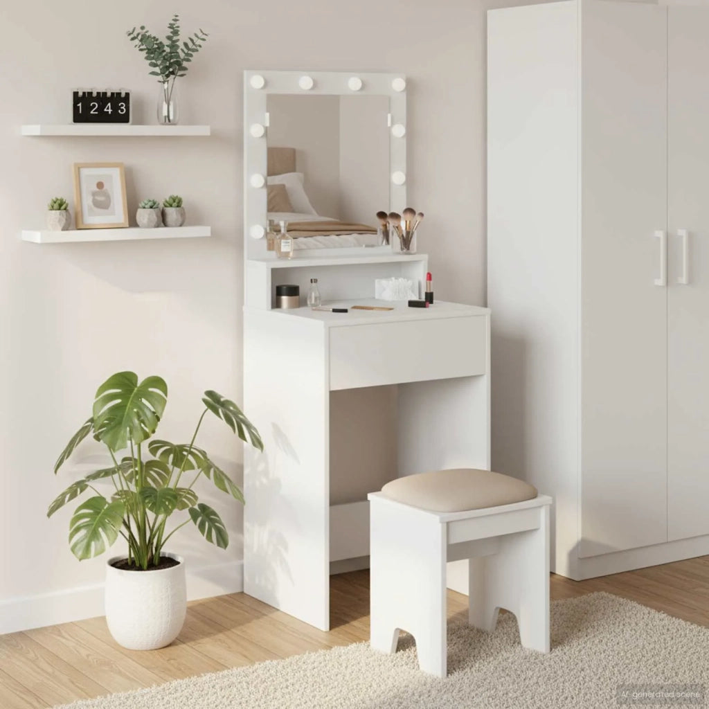 Toeletta | Tavolo da Trucco Bianco 50 x 41 x 135 cm Legno multistrato