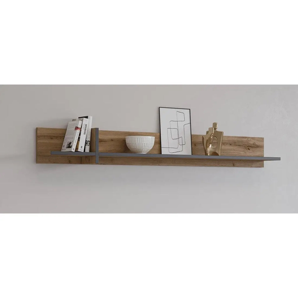 Scaffale da muro 180cm colore rovere e nero. Collezione HAVANA.