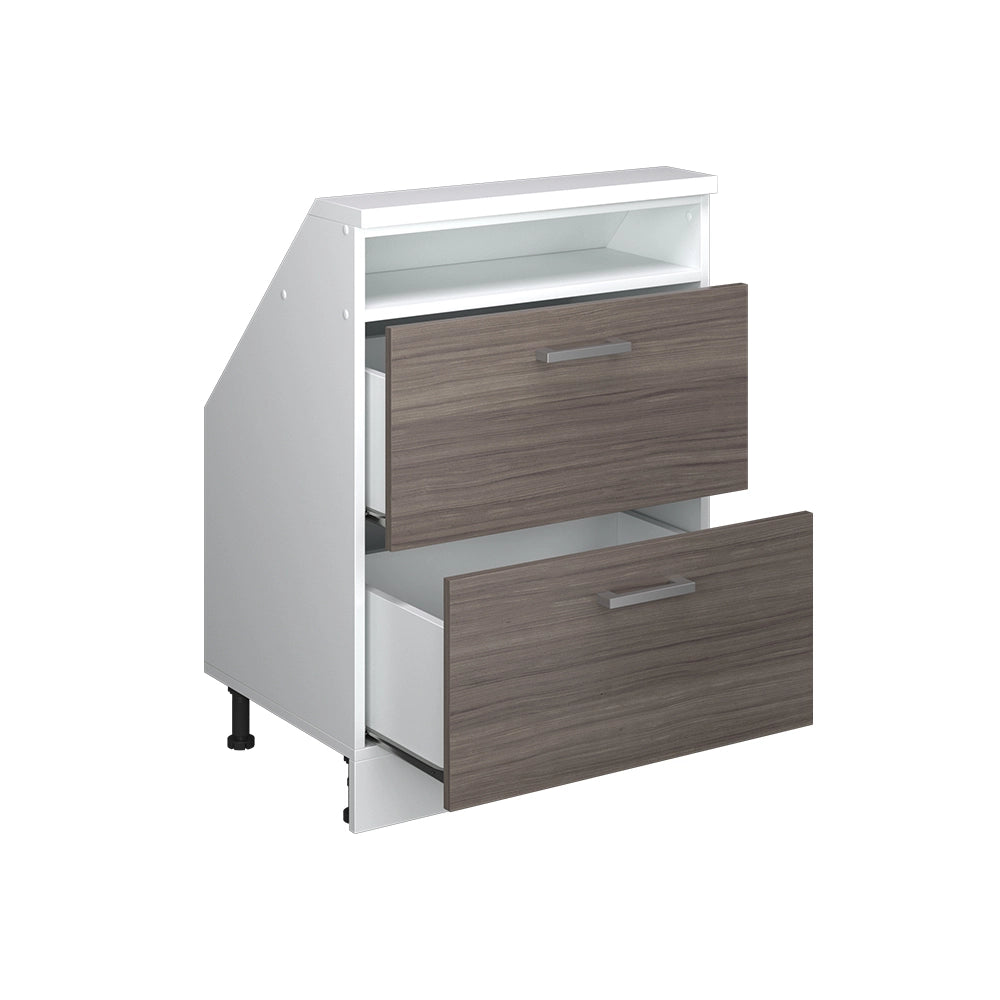 Mobile sottotetto Rion Grigio nobile/Bianco con 2 cassetti Vicco
