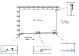 Box doccia 8 MM a 2 lati parete fissa laterale + porta scorrevole reversibile altezza 190 cm 80x130 