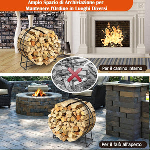 Portalegna da Interno ed Esterno, Porta Legna per Camino in Acciaio Resistente, Portalegna da Ardere per Caminetto e Braciere, Portata 200 kg