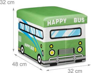 Scatola portagiochi sintetica con coperchio, sgabello pieghevole per bambini, a sacco, verde 13_0000781