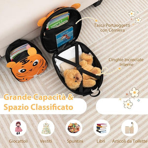 Set di Valigia per Bambini, Valigia+ Zaino, 2 Pezzi, con Ruote Girevoli a 360° e Maniglia Retrattile, Ideale per Viaggiare in Modo Comodo e Divertente (Modello 18)