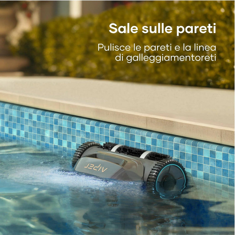 AIPER Seagull PRO Tile, Robot Piscina Senza Fili, Pulizia Pavimento e Pareti, Navigazione WavePath, AutoParcheggio, Durata Fino 90 min, Piscine Oltre 300 m, Gancio Recupero, Grigio