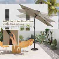 Ombrellone da Giardino con Led Luci ?270 cm, Parasole da Esterno Ombrello da Spiaggia (marrone)