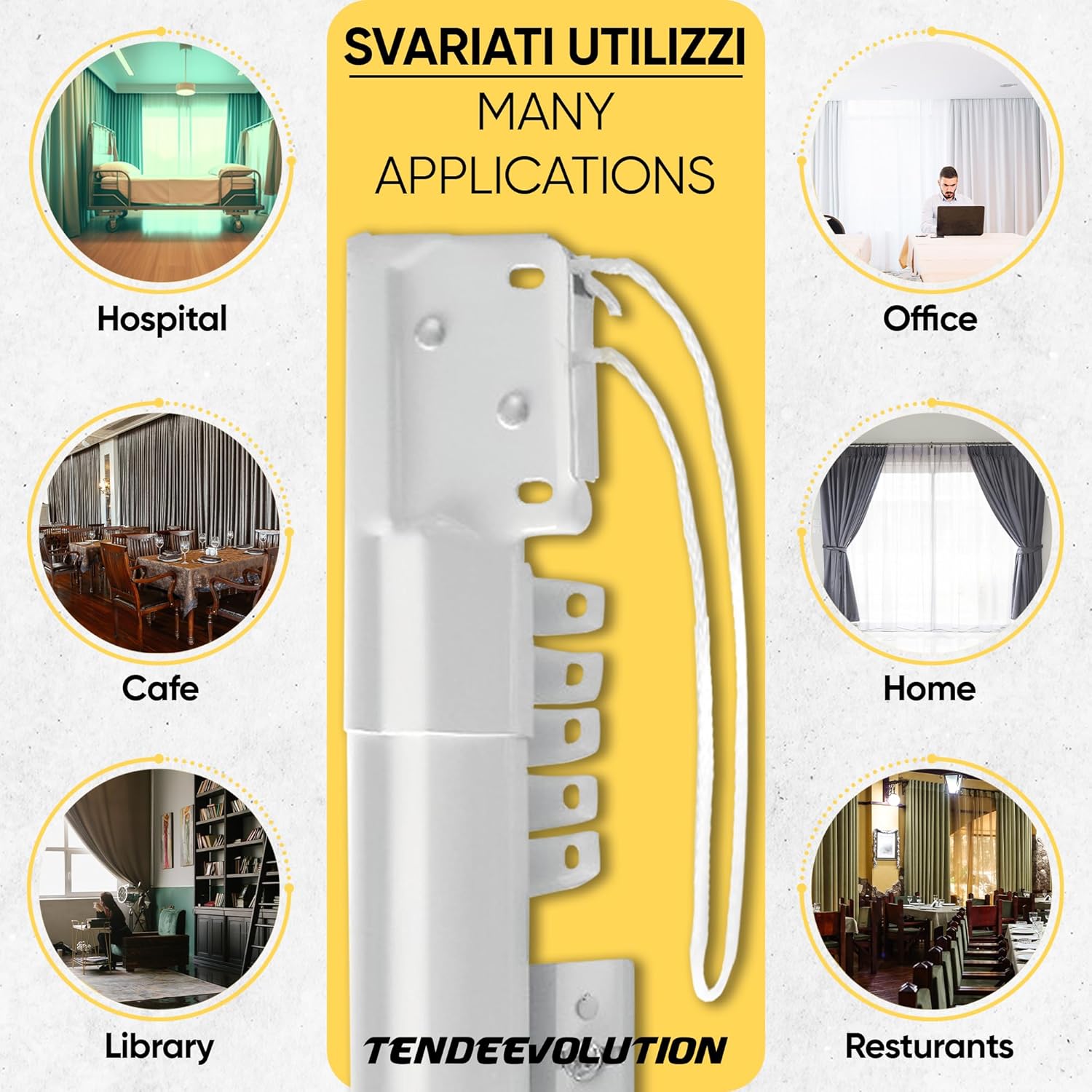 Binario estensibile a corda per tenda in ferro laccato bianco, Bastone estensibile da 213 a 400 CM