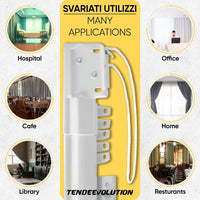 Binario estensibile a corda per tenda in ferro laccato bianco, Bastone estensibile da 213 a 400 CM