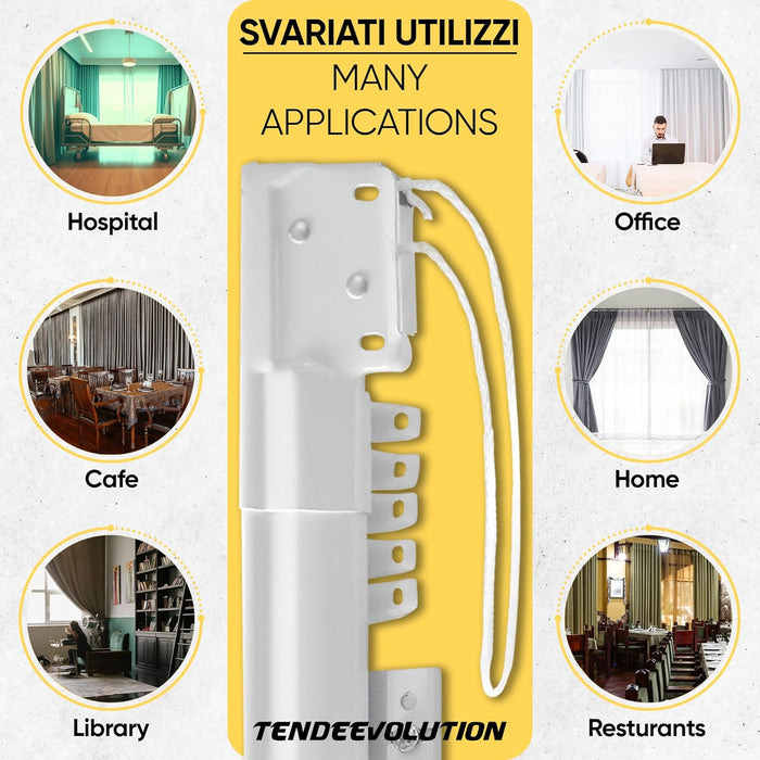 Binario estensibile a corda per tenda in ferro laccato bianco, Bastone estensibile da 213 a 400 CM