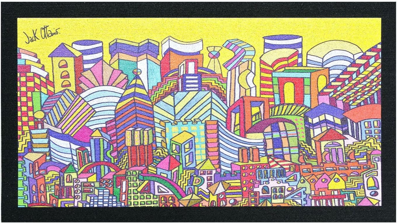 Zerbino Gomma Dipinto Artistico Jack Ottanio Pop Art 40x70 cm Antiscivolo Boston (A)