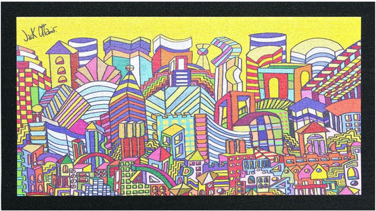Zerbino Gomma Dipinto Artistico Jack Ottanio Pop Art 40x70 cm Antiscivolo Boston (A)
