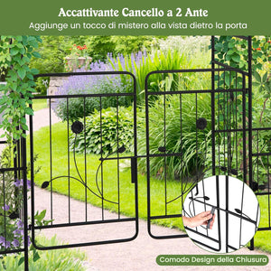 Arco da Giardino, Pergolato in Metallo con Cancello Bloccabile e Fioriere Laterali, Arco per Piante Rampicanti e Viti da Uva, Decorazione per Cerimonia Matrimoniali