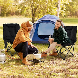 Sedia da Campeggio Portatile, Sedia Pieghevole Imbottita con Schienale Regolabile e Tasca Laterale, Seduta da Giardino in Metallo con Borsa da Trasporto, Portata 150 kg