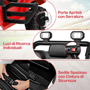 12V Macchina Elettrica per Bambini, Auto per Bambini con Telecomando Porta USB Musica e Luci, Avvio lento, Velocità Regolabile 1-5 km/h, per Bambini 3 Anni+ (Rosso)