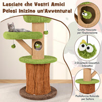 Tiragraffi a Forma di Albero per Gatti 175cm, Albero per Animali Domestici con 2 Casette, Trespolo Peluche, Palline Teaser, Pali in Sisal e Cuscini Rimovibili, Torre Moderno Interno