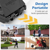 Canestro da Basket Regolabile 150-365 cm in Altezza per Bambini ed Adulti, Canestro con Piantana con Ruote, Canestro con Asta e Base Riempibile per Interno ed Esterno