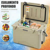 Frigorifero Portatile da 21 Litri, Frigorifero da Campeggio con Portabicchieri Integrati, Regolo e Apribottiglie, Freddo Fino 5-7 Giorni, per Barbecue, Campeggio, Picnic, Pesca