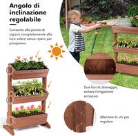Fioriera di Legno con 3 Livelli, Scaffale per Piante, Scala con Fioriere di Legno Staccabili, Scaffale per Piante Multiuso, Ideale per Interno ed Esterno