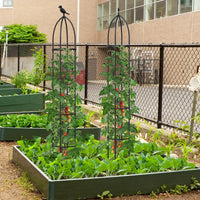 2 Trellis da Giardino per Piante Rampicanti 197 cm, 2 Tralicci in Metallo a Obelisco per Piante in Vaso, Supporto da Giardino per Verdure, Fiori, Pomodori, Rose e Clematidi