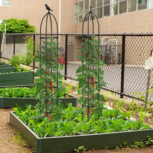 2 Trellis da Giardino per Piante Rampicanti 197 cm, 2 Tralicci in Metallo a Obelisco per Piante in Vaso, Supporto da Giardino per Verdure, Fiori, Pomodori, Rose e Clematidi