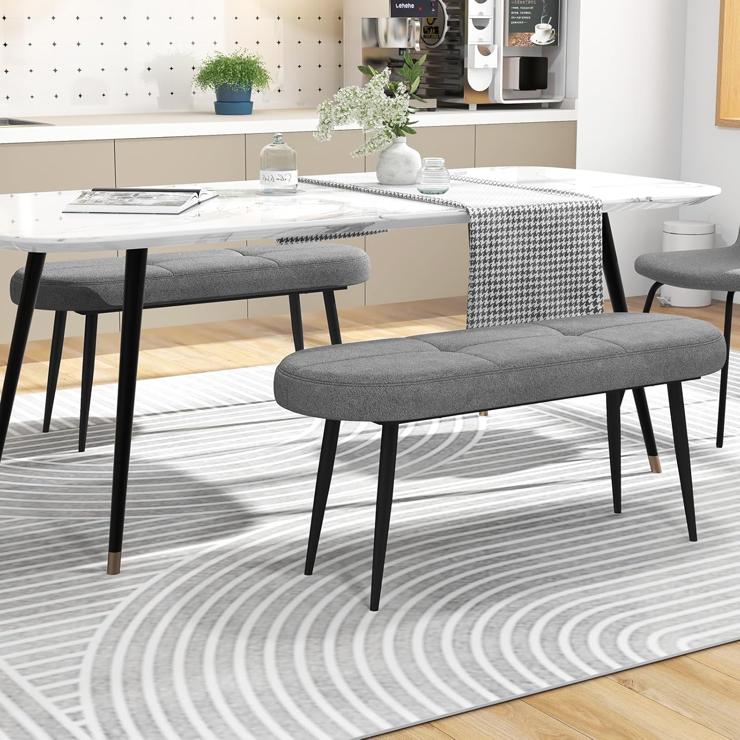 Panca Scarpiera da 113 cm, Panca da Ingresso con Cuscino Imbottito in Spugna e Gambe Metalliche Solide, Panca Fondo Letto per Soggiorno Camera da Letto, Carico 300 kg (Grigio)