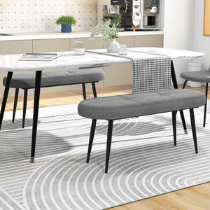 Panca Scarpiera da 113 cm, Panca da Ingresso con Cuscino Imbottito in Spugna e Gambe Metalliche Solide, Panca Fondo Letto per Soggiorno Camera da Letto, Carico 300 kg (Grigio)