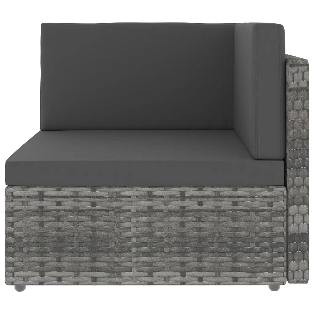 Divano Modulare a 2 Posti in Polyrattan Grigio