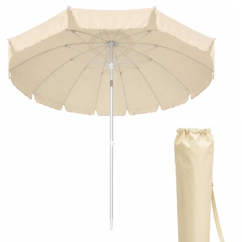 Ombrellone Mare Spiaggia 200 cm 12 Stecche Antivento Alluminio UV50+ Inclinabile Custodia
