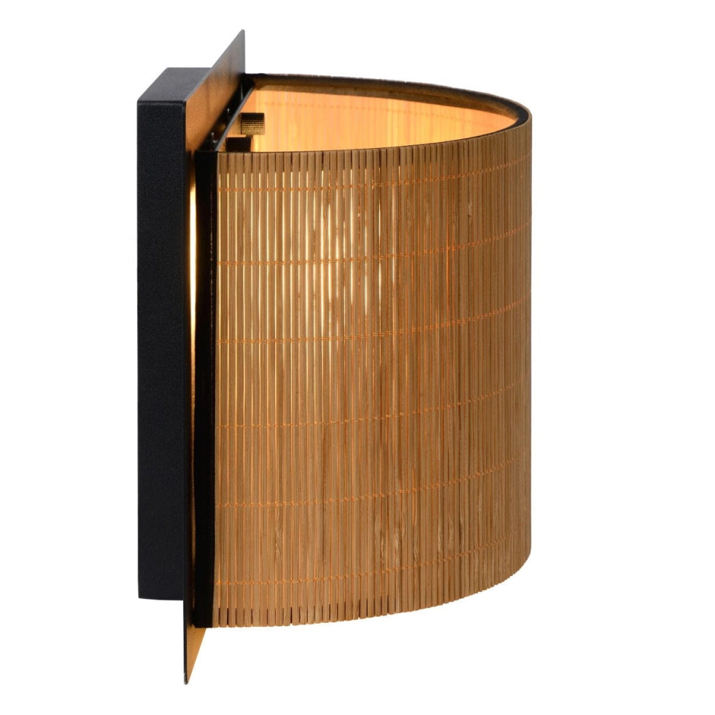Applique Lucide Magius rattan/nero E27 1 luce 40W dimmerabile