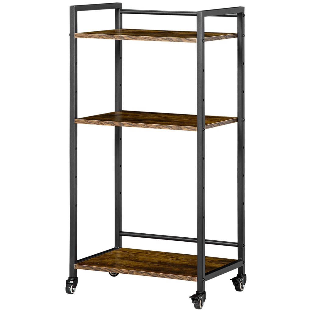 Carrello porta stampante con 3 ripiani ¨C Xylo ¨C Legno marrone rustico 50x35x100,5 cm