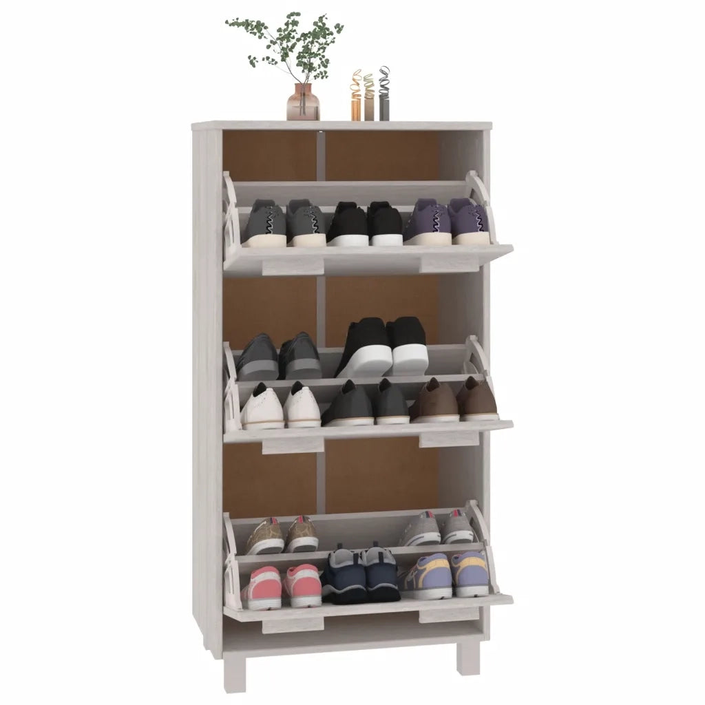 Scarpiera | Mobile per scarpe HAMAR Bianca 59,5x35x117 cm in Legno Massello di Pino