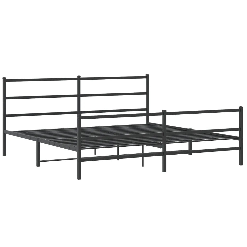 Giroletto con Testiera e Pediera-Struttura Letto Metallo Nero 193x203 cm 212234