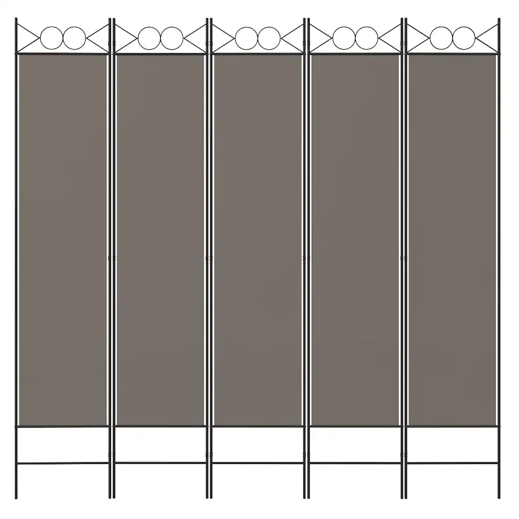 Divisorio a 5 Pannelli Antracite 200x220 cm Tessuto 350172