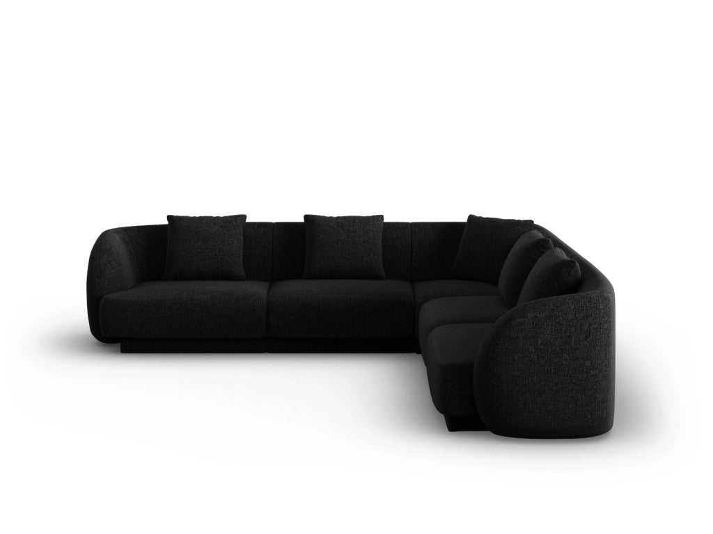 Cosmopolitan Design - Divano angolare reversibile "Tulum" 5 posti in ciniglia nero 