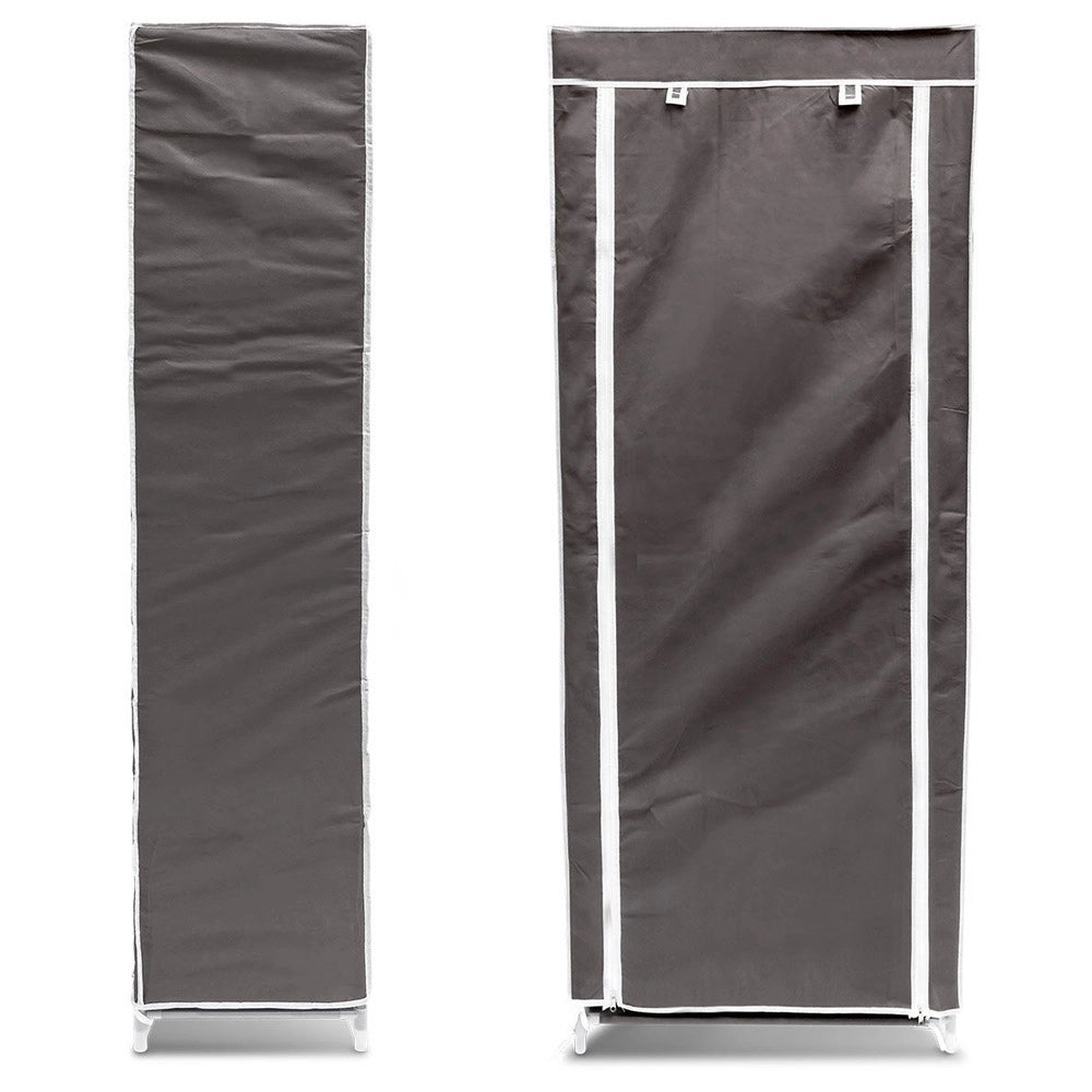 Scarpiera Salvaspazio 10Ripiani 36Paia Struttura Metallo Tessuto TNT 60x30 H150cm Grigio