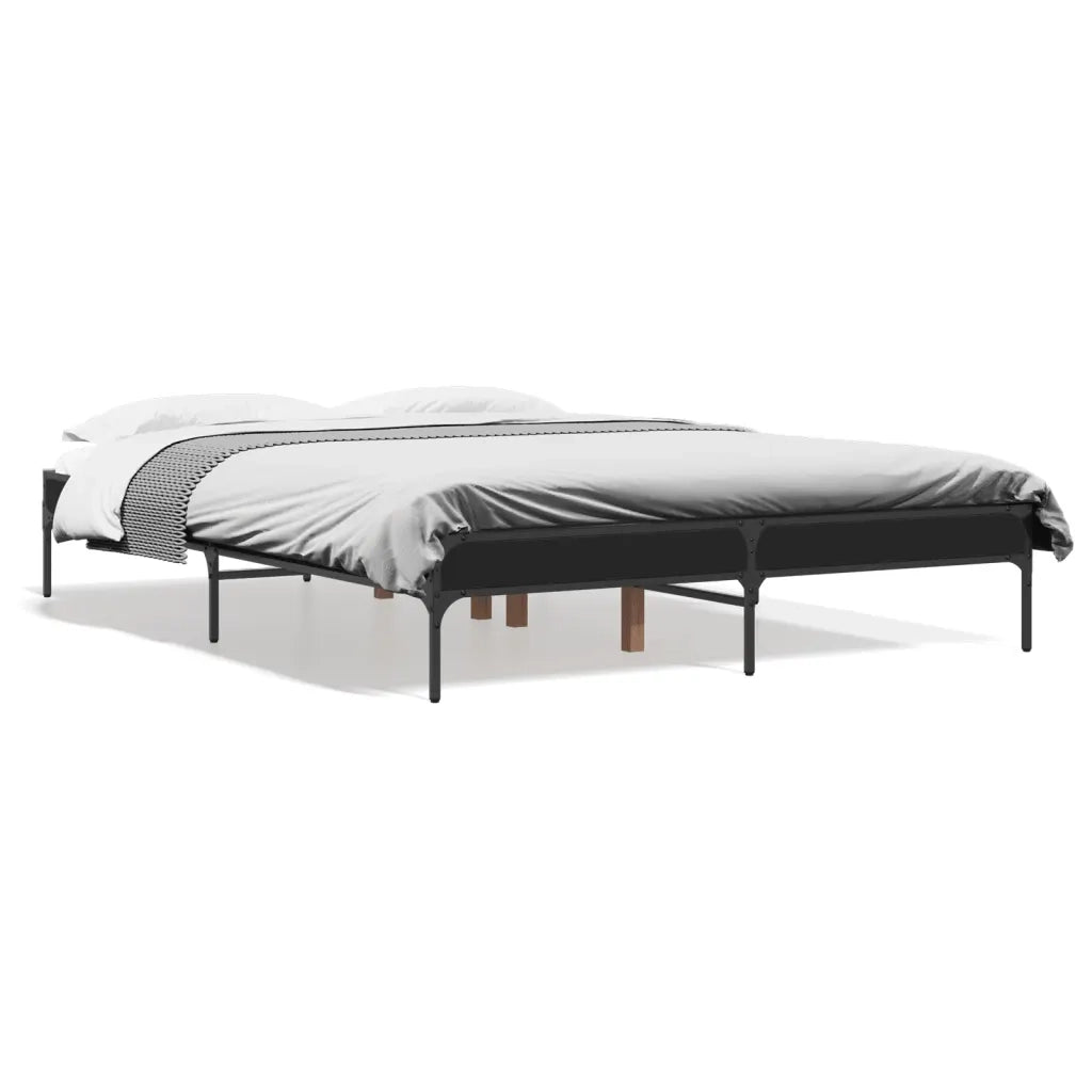 Giroletto-Struttura Letto Nero 120x200 cm in Legno Multistrato e Metallo 329288