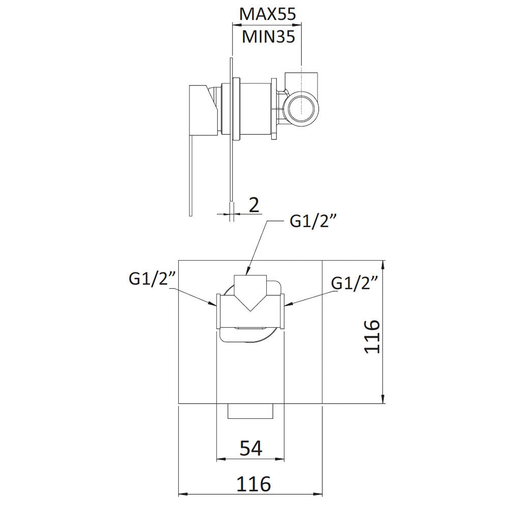 Rubinetto Miscelatore Monocomando Doccia ad Incasso in Ottone Mariani Polar Cromato