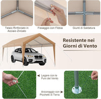 Gazebo Tenda per Posto Auto da Esterno, Tendone Garage per Auto, Carport Tenda Impermeabile in Metallo, 301 x 600 x 285 cm