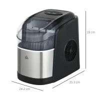 Macchina del Ghiaccio Autopulente da 9 Cubetti in 6-12 Minuti, in PP e Acciaio Inox, 24.2x35.3x33 cm, Nera