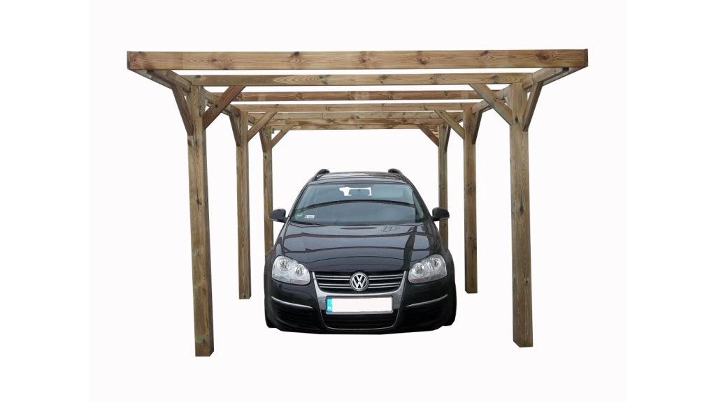 Tettoia posto auto coperto in legno 3.04x5.12 m - 15.56 m2 - copertura PVC   - CAR10PVCTR - ALTANKA