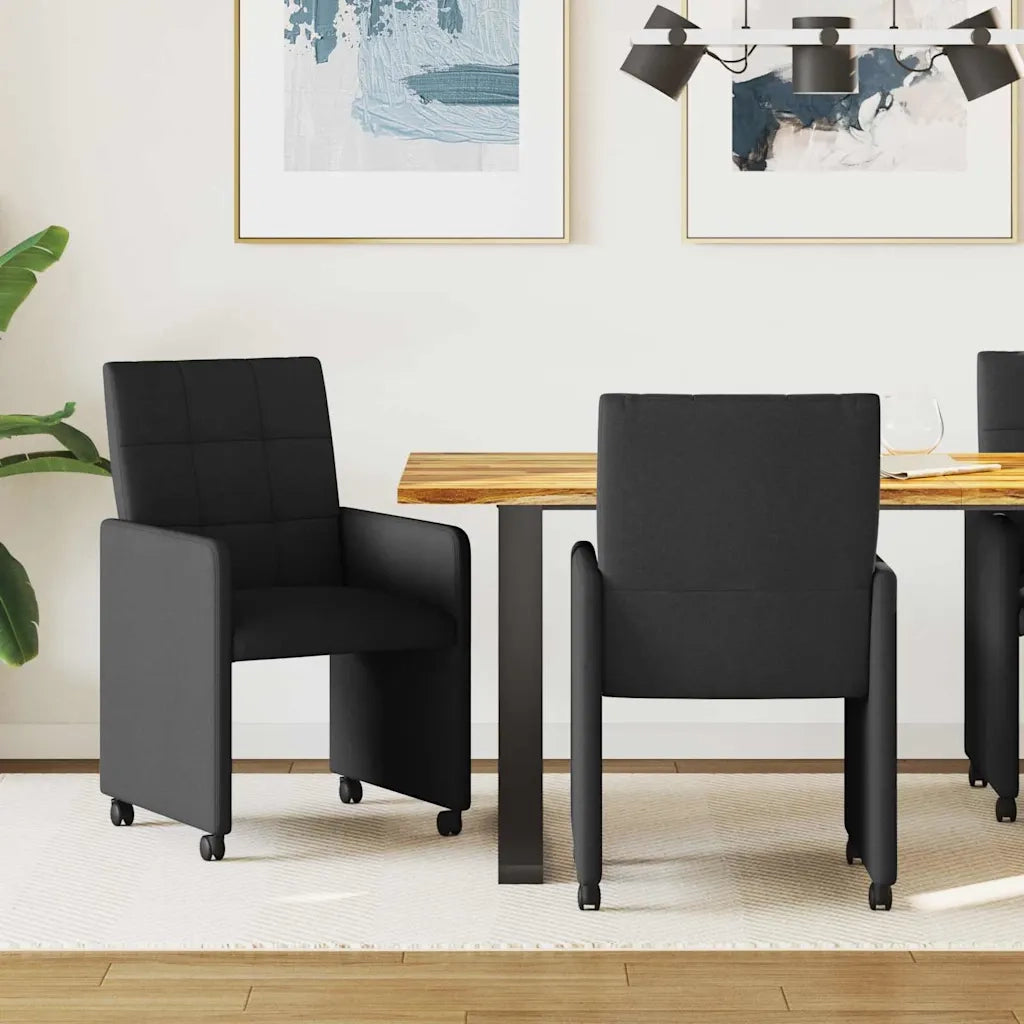 Sedie da Pranzo con Ruote 2 pcs Nero 58 x 65 x 94 cm Tessuto 42017831