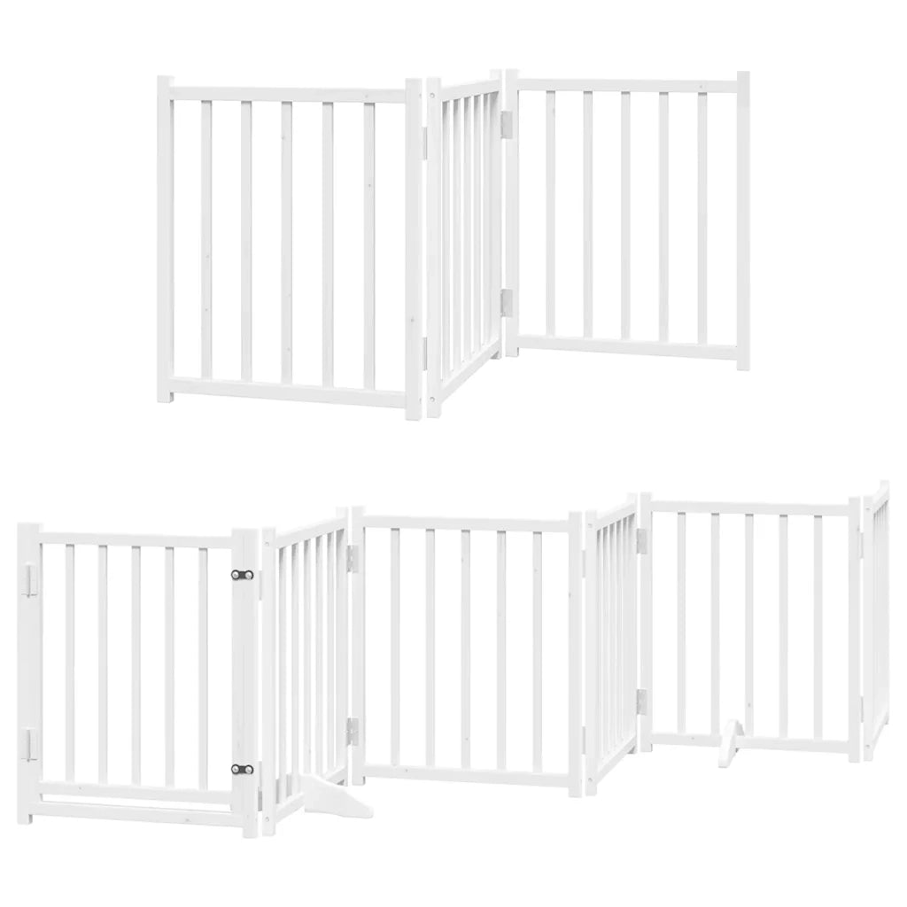 Cancello Cani Porta Pieghevole Bianco 9 Pannelli 450 cm Pioppo 3155703