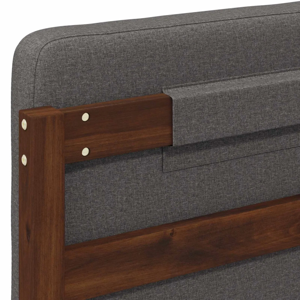 Letto con Testiera Rivestita Marrone scuro e grigio chiaro 904022