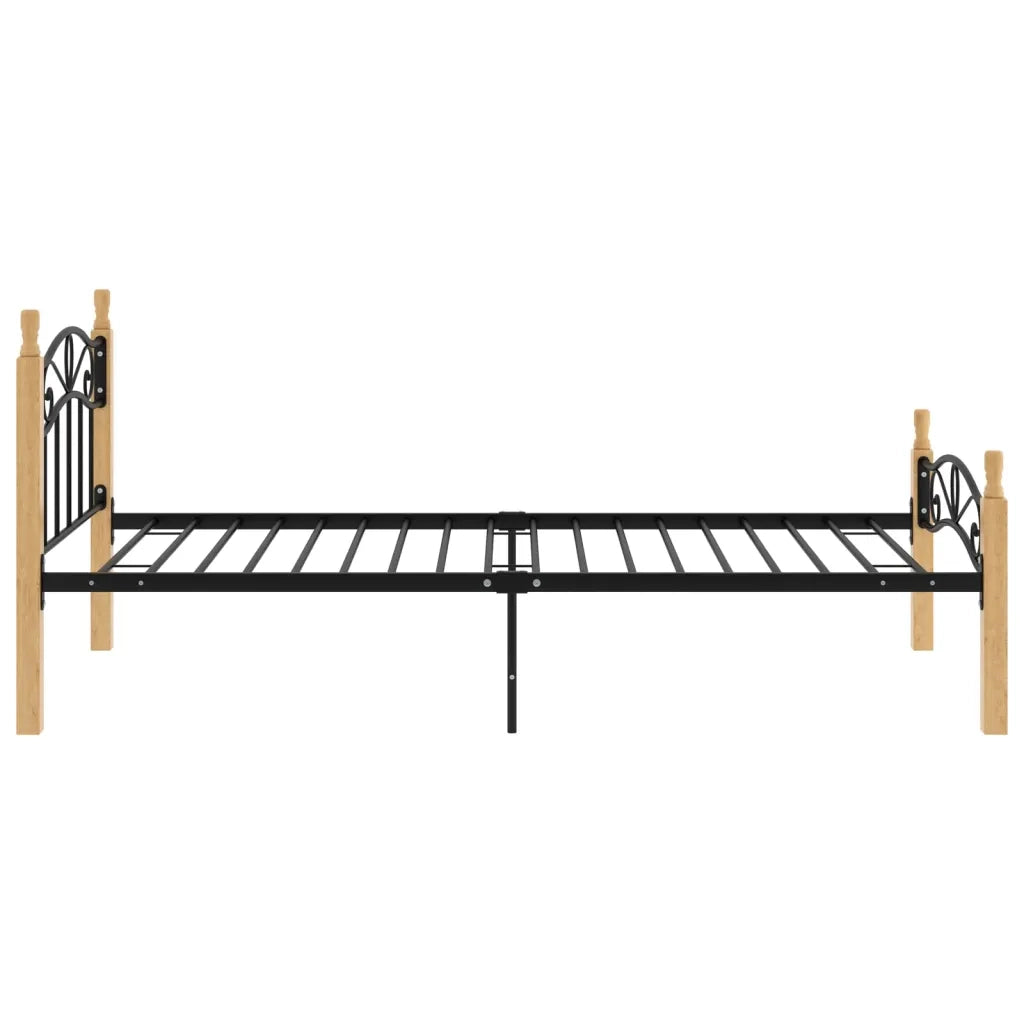 Giroletto Nero in Metallo e Legno Massello di Rovere 100x200 cm 324912
