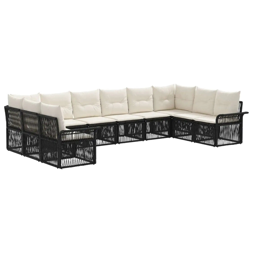 Set Divano da Giardino 10 pcs Nero polyrattan 3434938