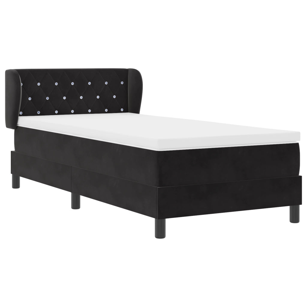 Letto Box Spring con Materasso Nero 90x200 cm Velluto